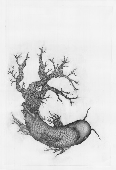 Koi tree | etching | 100x70cm